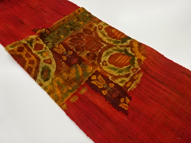 JAPANESE NAGOYA OBI / MAWATA TSUMUGI / WOVEN ABSTRACT FLORAL PLANTS